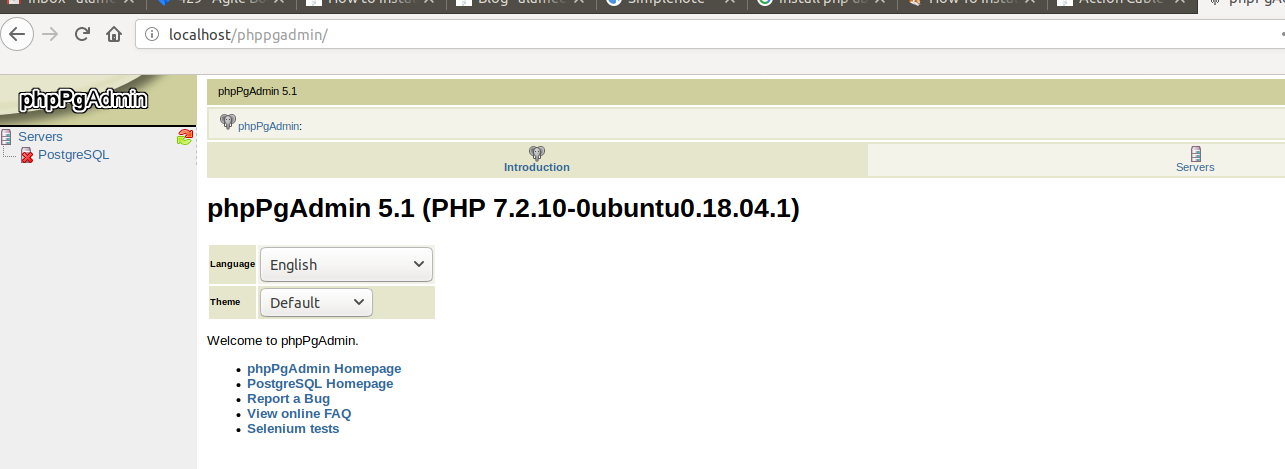 localhost/phppgadmin